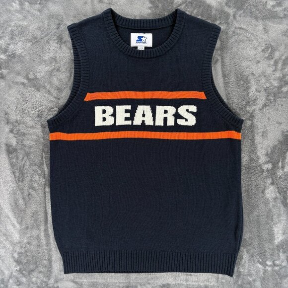 Vintage Chicago Bears Sweater Vest Mike Ditka Starter NFL Football Men L SNL - Picture 1 of 8